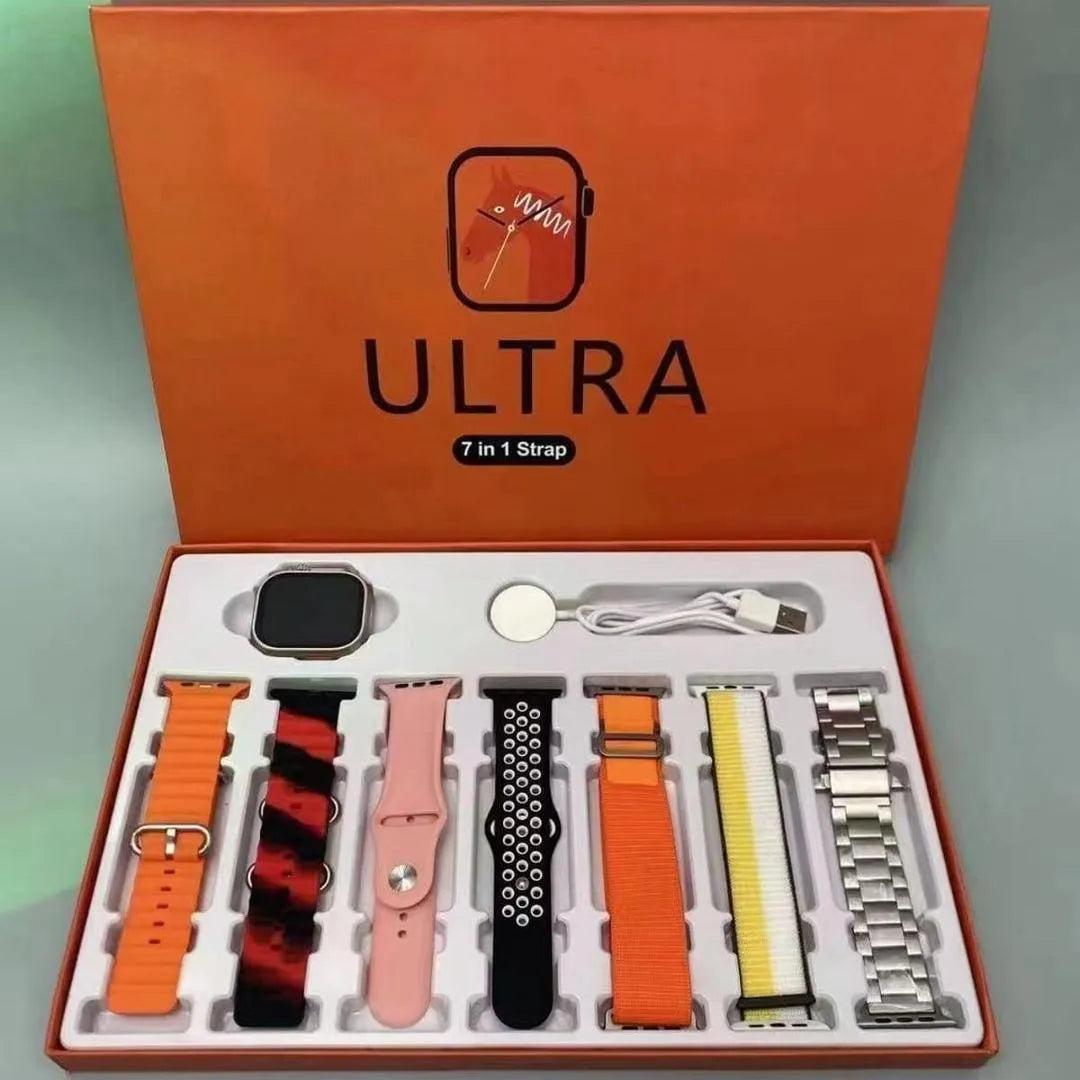 Ultra Smart Watch with 7-in-1 Straps Multicolor