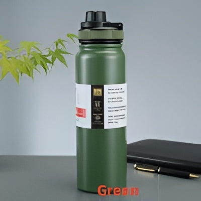 Double-Wall Insulated Stainless Steel Water Bottle 800mL – Hot & Cold, Leak-Proof, Portable Design - White