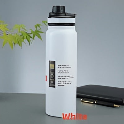 Double-Wall Insulated Stainless Steel Water Bottle 800mL – Hot & Cold, Leak-Proof, Portable Design - White