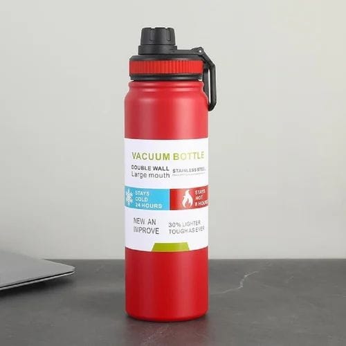 Double-Wall Insulated Stainless Steel Water Bottle 800mL – Hot & Cold, Leak-Proof, Portable Design - White