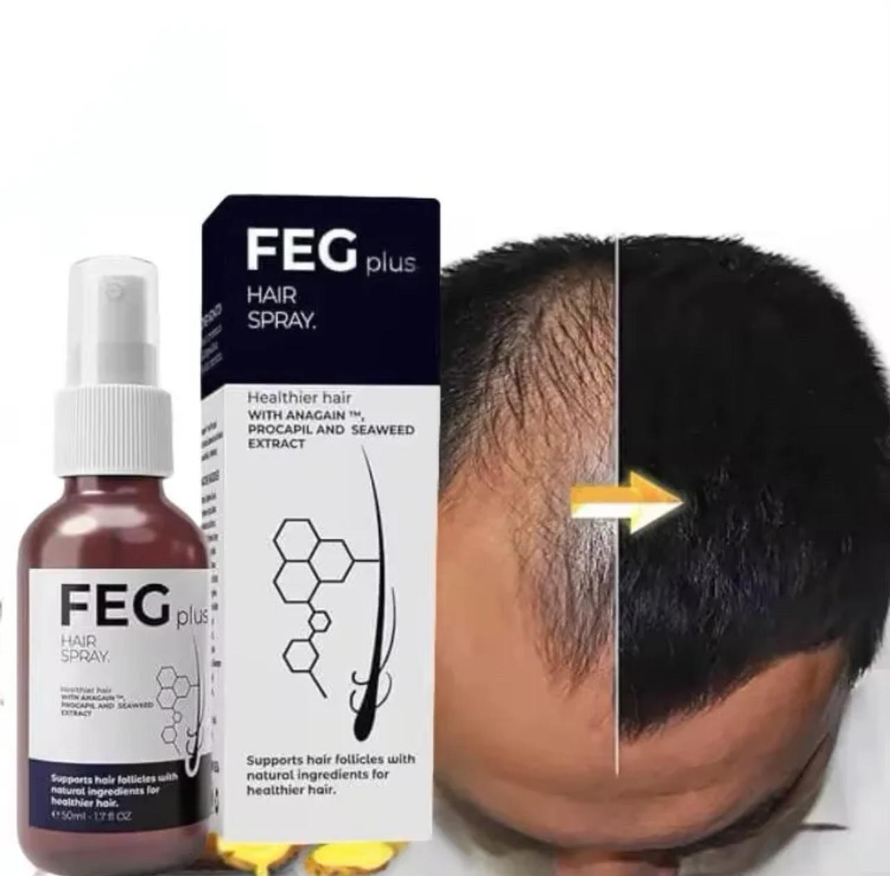 FEG PLUS Hair & Beard Regrowth Spray – Anti Hair Loss Formula with Minoxidil, Redensyl & Natural Extracts (50ml)( Free Delivery All Over Pakistan )