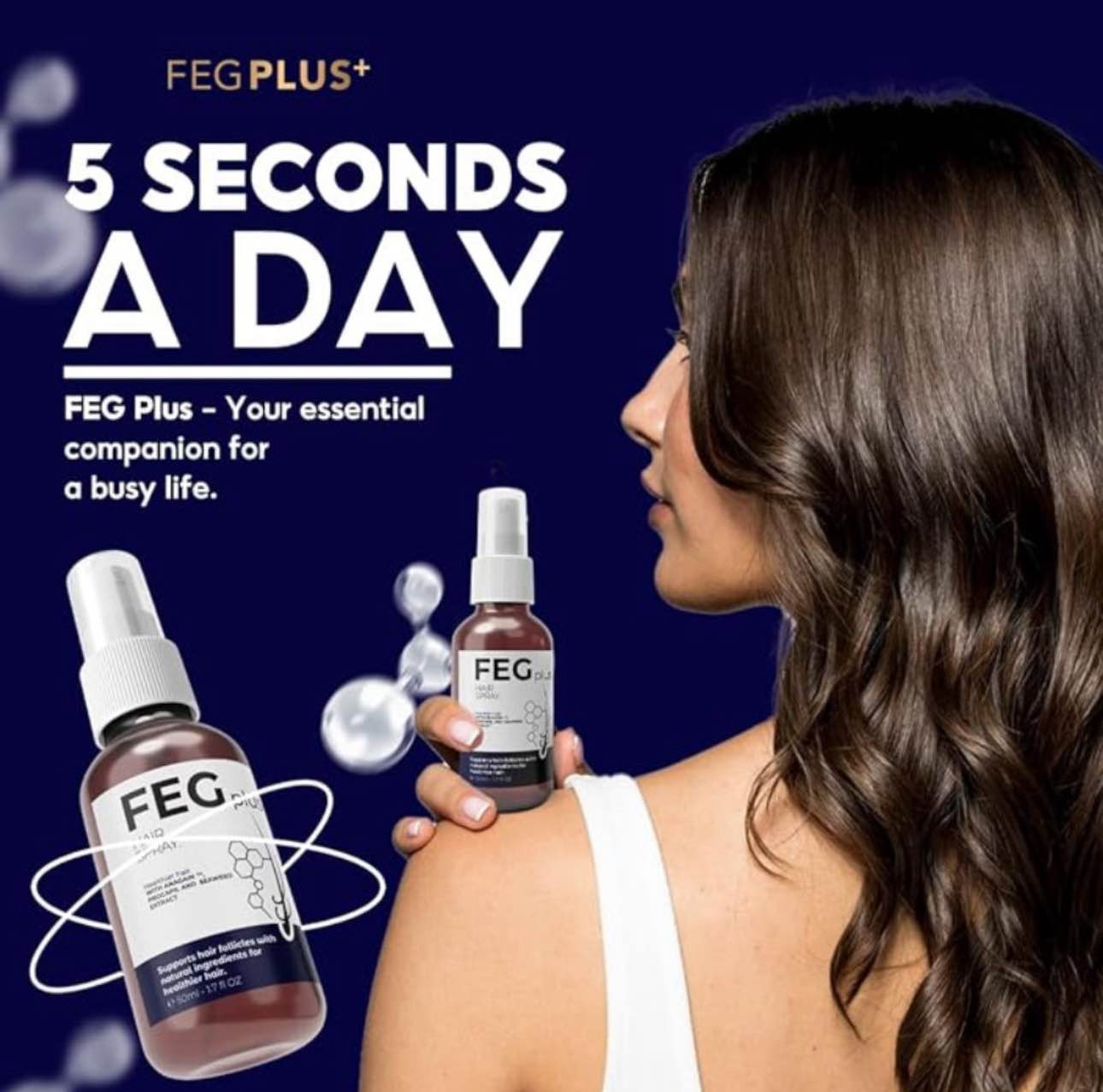 FEG PLUS Hair & Beard Regrowth Spray – Anti Hair Loss Formula with Minoxidil, Redensyl & Natural Extracts (50ml)( Free Delivery All Over Pakistan )