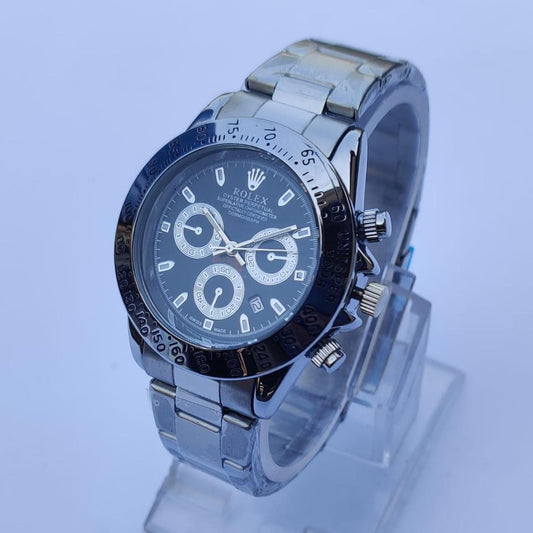 Men's Stainless Steel Chronograph Black Watch Dial 38mm