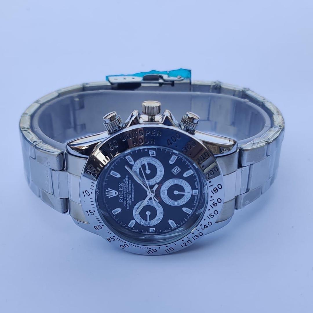 Men's Stainless Steel Chronograph Black Watch Dial 38mm